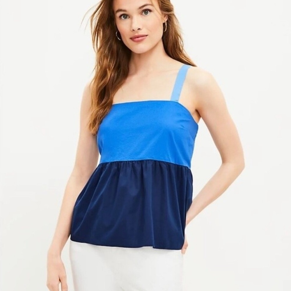 Loft Blue and Navy Women's Top
